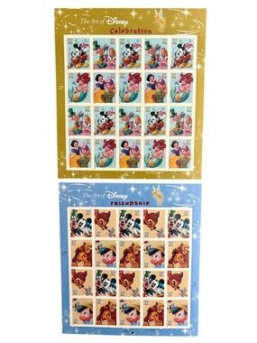 The Art of Disney Vintage Friendship and Celebration Stamp Sheet Bundle